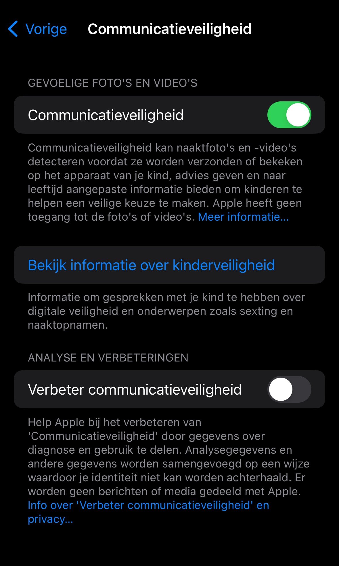 Apple Schermtijd communicatieveiligheid
